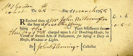 Window Tax receipt 1755